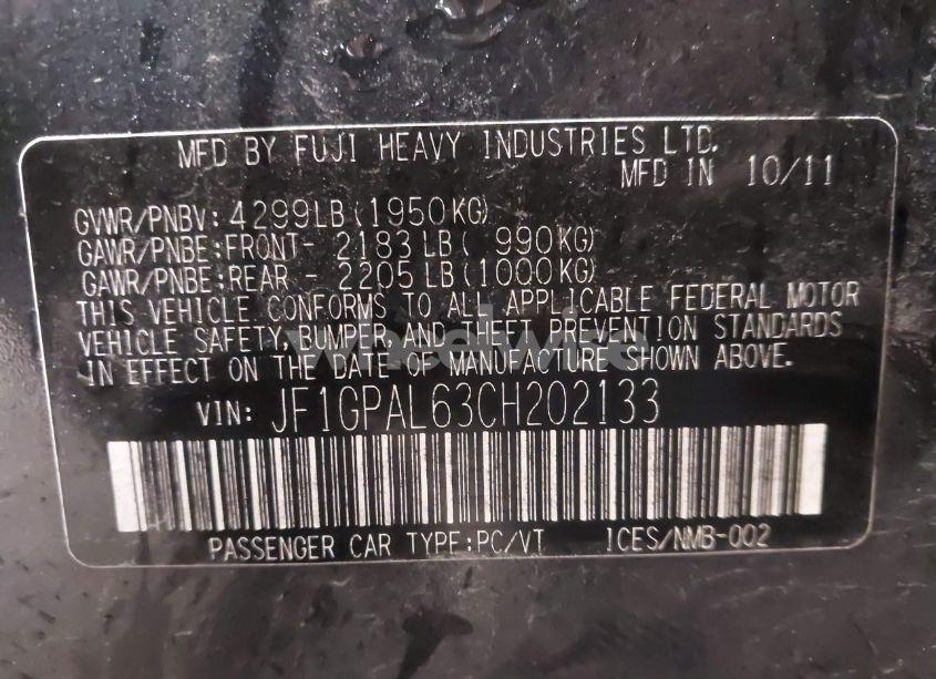Photo 9 of 2012 Subaru Impreza 2.0I SPORT PREMIUM (VIN JF1GPAL63CH202133)