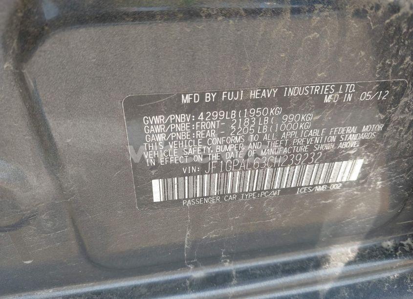 Photo 9 of 2012 Subaru Impreza 2.0I SPORT PREMIUM (VIN JF1GPAL63CH239232)