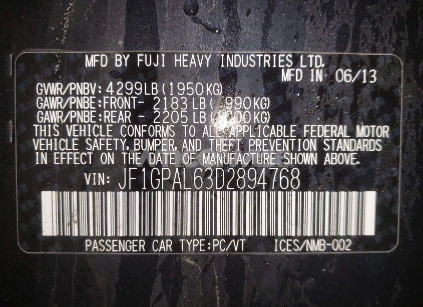 Photo 9 of 2013 Subaru Impreza 2.0I SPORT PREMIUM (VIN JF1GPAL63D2894768)