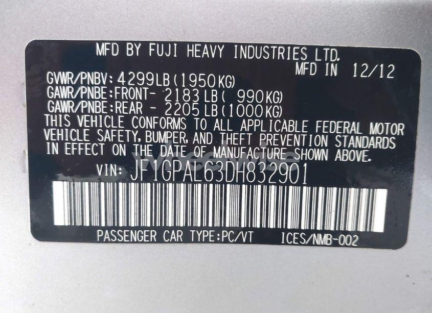 Photo 9 of 2013 Subaru Impreza 2.0I SPORT PREMIUM (VIN JF1GPAL63DH832901)