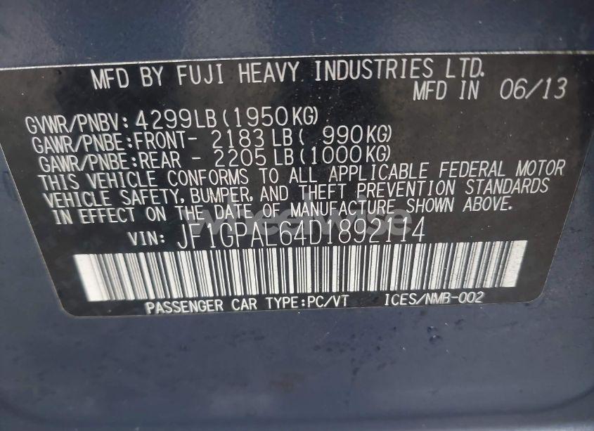 Photo 9 of 2013 Subaru Impreza 2.0I SPORT PREMIUM (VIN JF1GPAL64D1892114)