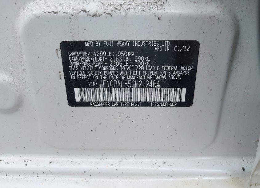 Photo 9 of 2012 Subaru Impreza 2.0I SPORT PREMIUM (VIN JF1GPAL65CH222464)