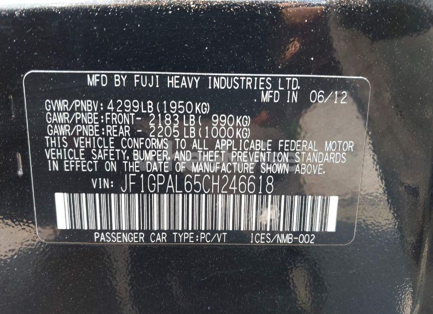 Photo 9 of 2012 Subaru Impreza 2.0I SPORT PREMIUM (VIN JF1GPAL65CH246618)