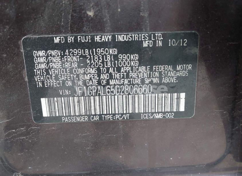 Photo 9 of 2013 Subaru Impreza 2.0I SPORT PREMIUM (VIN JF1GPAL65D2806660)
