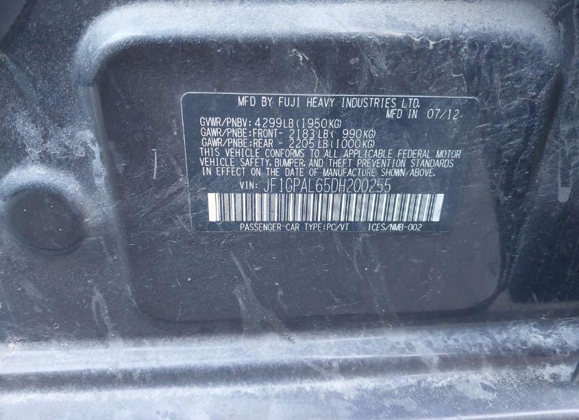 Photo 9 of 2013 Subaru Impreza 2.0I SPORT PREMIUM (VIN JF1GPAL65DH200255)