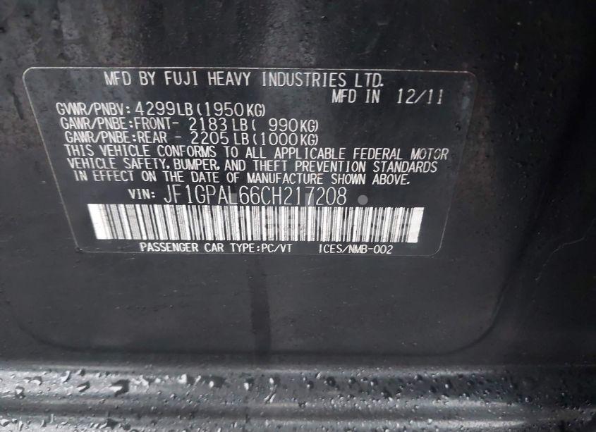 Photo 9 of 2012 Subaru Impreza 2.0I SPORT PREMIUM (VIN JF1GPAL66CH217208)