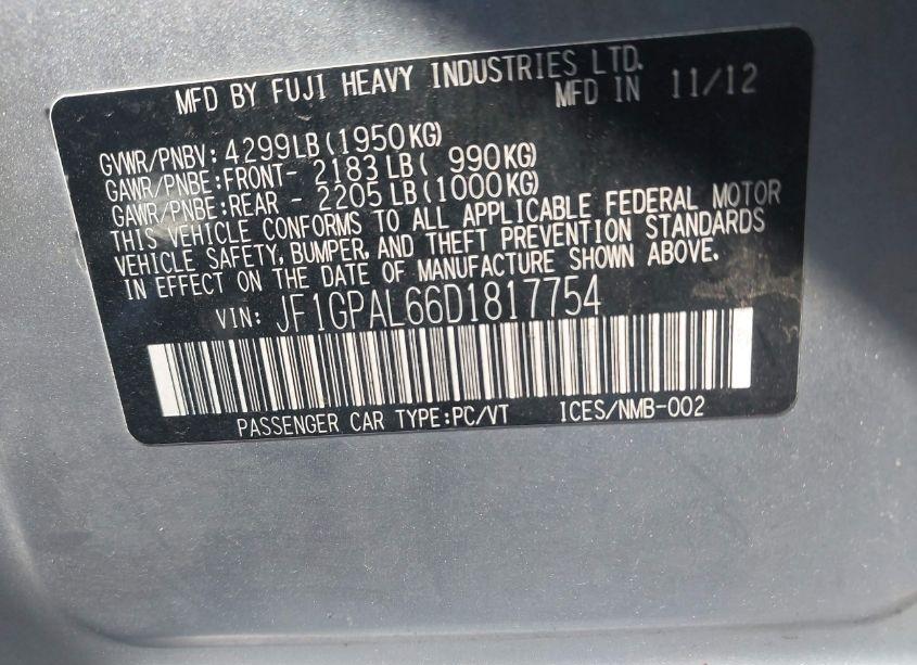 Photo 9 of 2013 Subaru Impreza 2.0I SPORT PREMIUM (VIN JF1GPAL66D1817754)