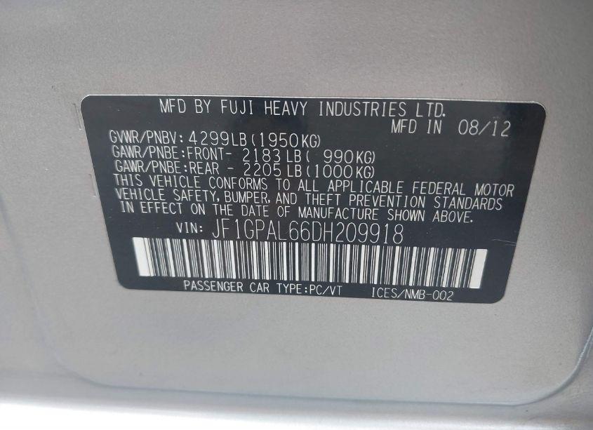 Photo 9 of 2013 Subaru Impreza 2.0I SPORT PREMIUM (VIN JF1GPAL66DH209918)