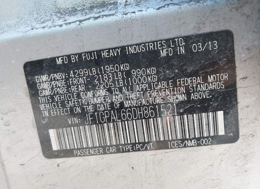 Photo 9 of 2013 Subaru Impreza 2.0I SPORT PREMIUM (VIN JF1GPAL66DH861521)