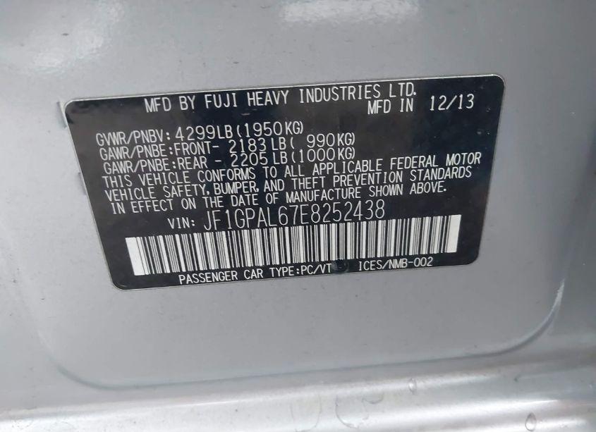 Photo 9 of 2014 Subaru Impreza 2.0I SPORT PREMIUM (VIN JF1GPAL67E8252438)