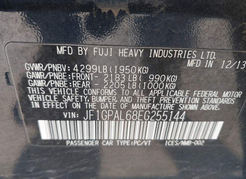 Photo 9 of 2014 Subaru Impreza 2.0I SPORT PREMIUM (VIN JF1GPAL68EG255144)