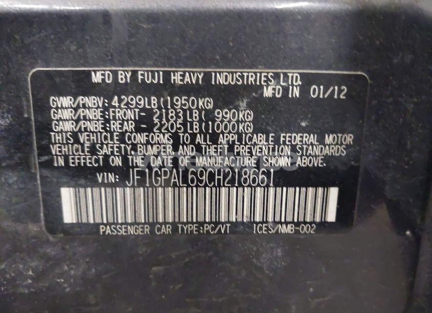 Photo 9 of 2012 Subaru Impreza 2.0I SPORT PREMIUM (VIN JF1GPAL69CH218661)