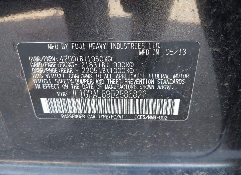 Photo 9 of 2013 Subaru Impreza SPORT PREMIUM (VIN JF1GPAL69D2886822)