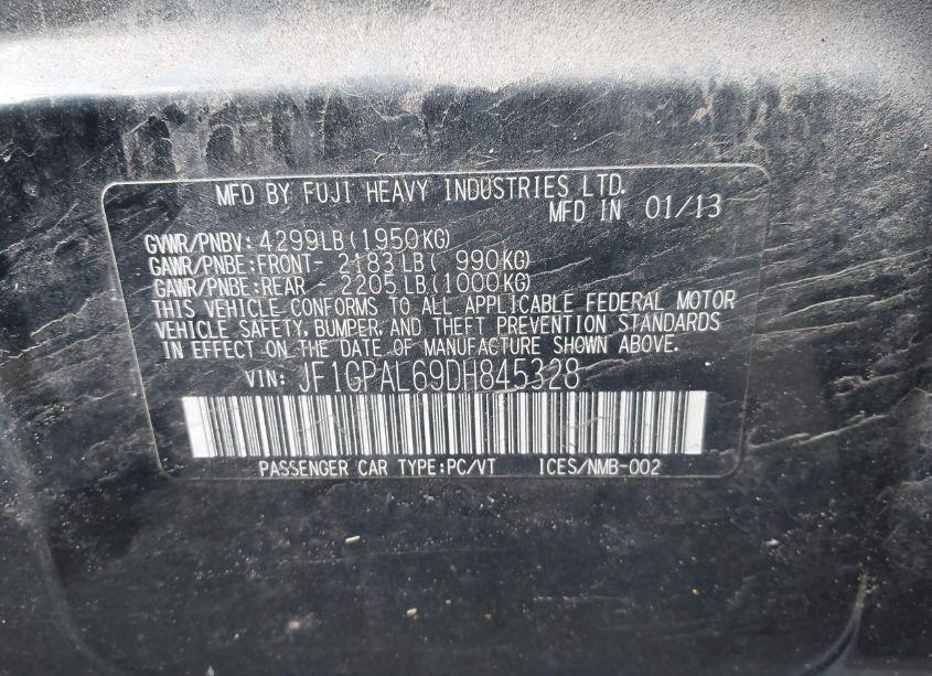 Photo 9 of 2013 Subaru Impreza 2.0I SPORT PREMIUM (VIN JF1GPAL69DH845328)