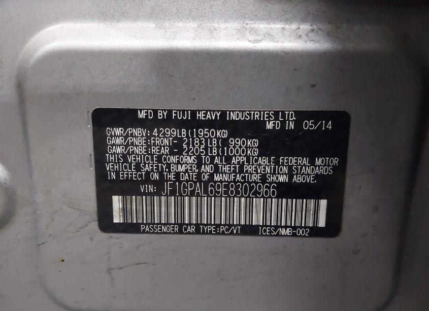 Photo 9 of 2014 Subaru Impreza 2.0I SPORT PREMIUM (VIN JF1GPAL69E8302966)