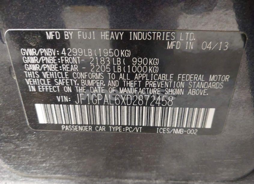 Photo 9 of 2013 Subaru Impreza 2.0I SPORT PREMIUM (VIN JF1GPAL6XD2872458)