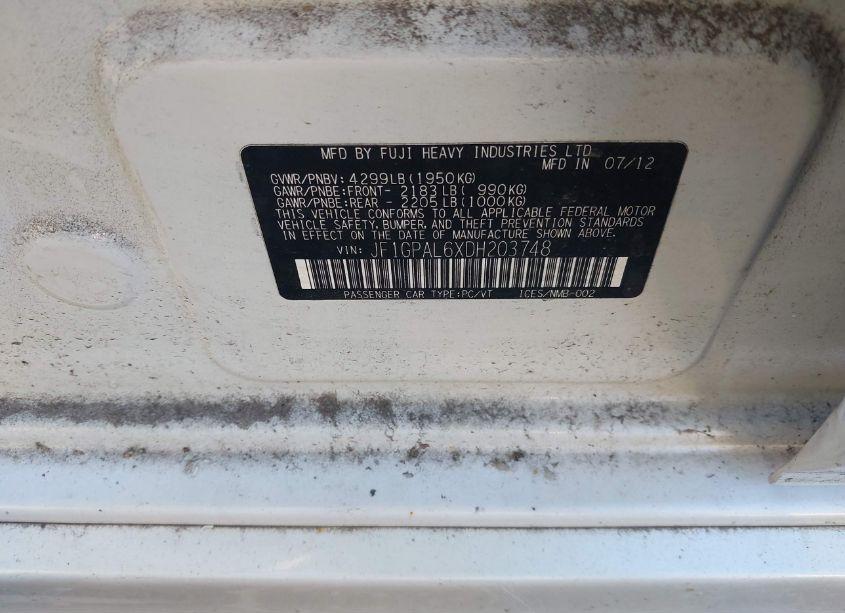 Photo 9 of 2013 Subaru Impreza 2.0I SPORT PREMIUM (VIN JF1GPAL6XDH203748)