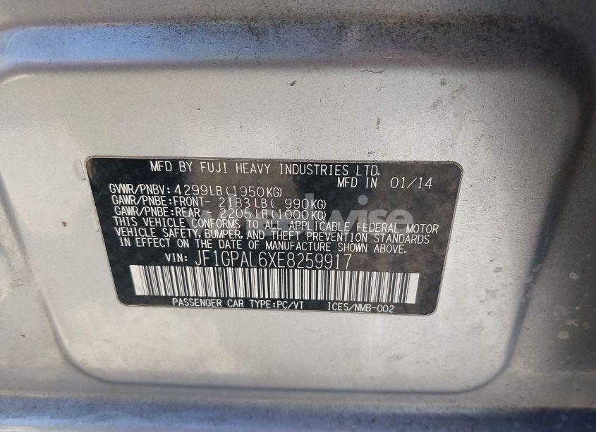 Photo 9 of 2014 Subaru Impreza 2.0I SPORT PREMIUM (VIN JF1GPAL6XE8259917)