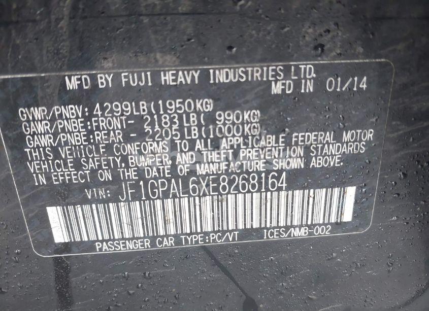 Photo 9 of 2014 Subaru Impreza 2.0I SPORT PREMIUM (VIN JF1GPAL6XE8268164)