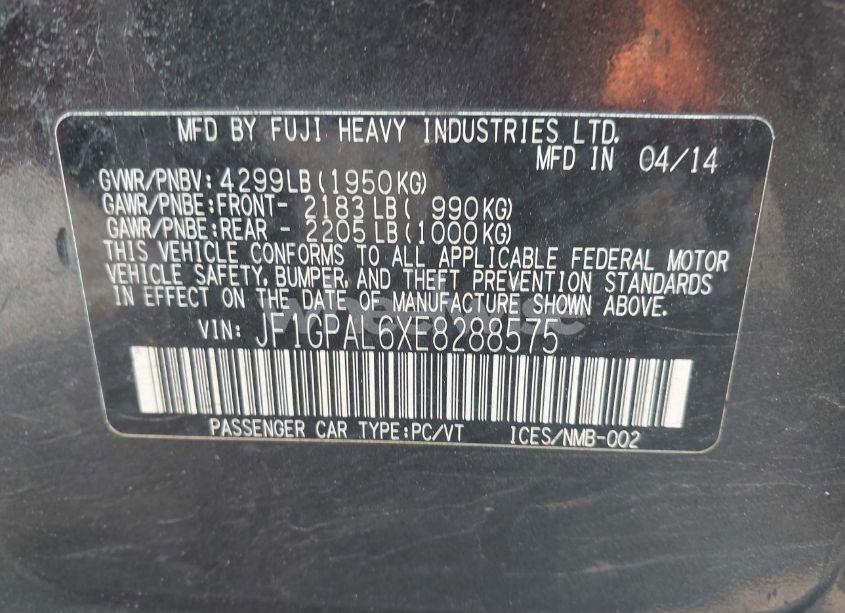 Photo 9 of 2014 Subaru Impreza 2.0I SPORT PREMIUM (VIN JF1GPAL6XE8288575)