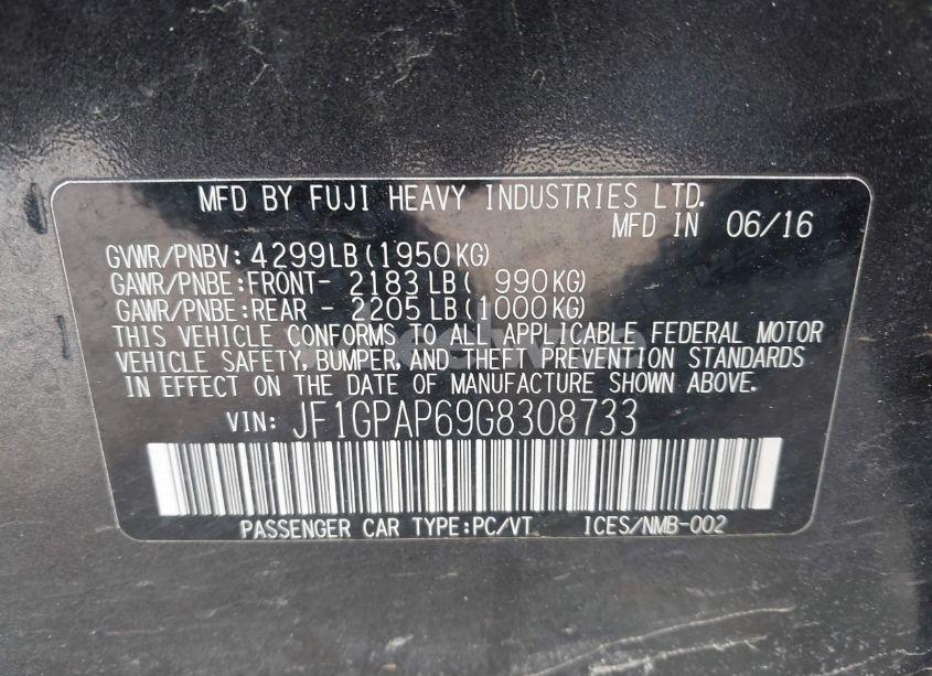 Photo 9 of 2016 Subaru Impreza 2.0I SPORT PREMIUM (VIN JF1GPAP69G8308733)