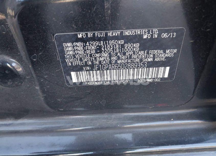 Photo 9 of 2013 Subaru Impreza 2.0I SPORT LIMITED (VIN JF1GPAR65D2889353)