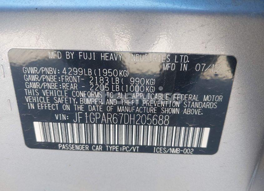 Photo 9 of 2013 Subaru Impreza 2.0I SPORT LIMITED (VIN JF1GPAR67DH205688)