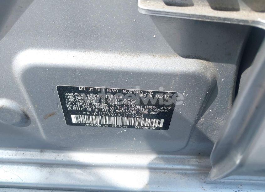 Photo 9 of 2012 Subaru Impreza 2.0I SPORT LIMITED (VIN JF1GPAR69CH223348)