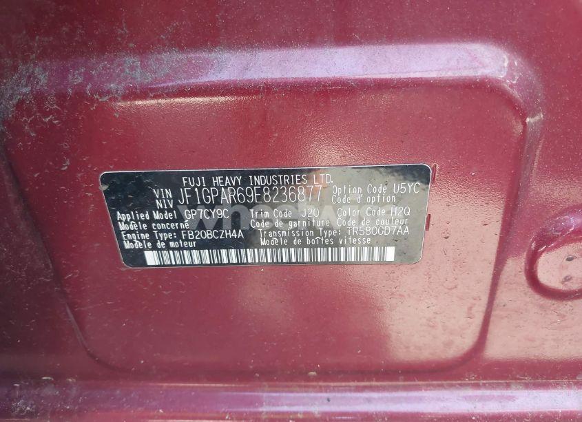 Photo 9 of 2014 Subaru Impreza 2.0I SPORT LIMITED (VIN JF1GPAR69E8236877)