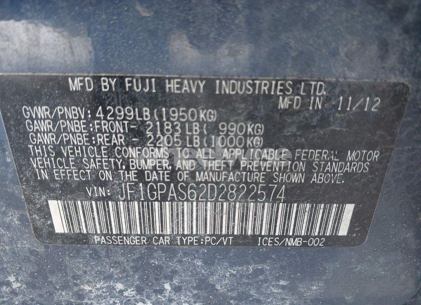 Photo 9 of 2013 Subaru Impreza 2.0I SPORT LIMITED (VIN JF1GPAS62D2822574)