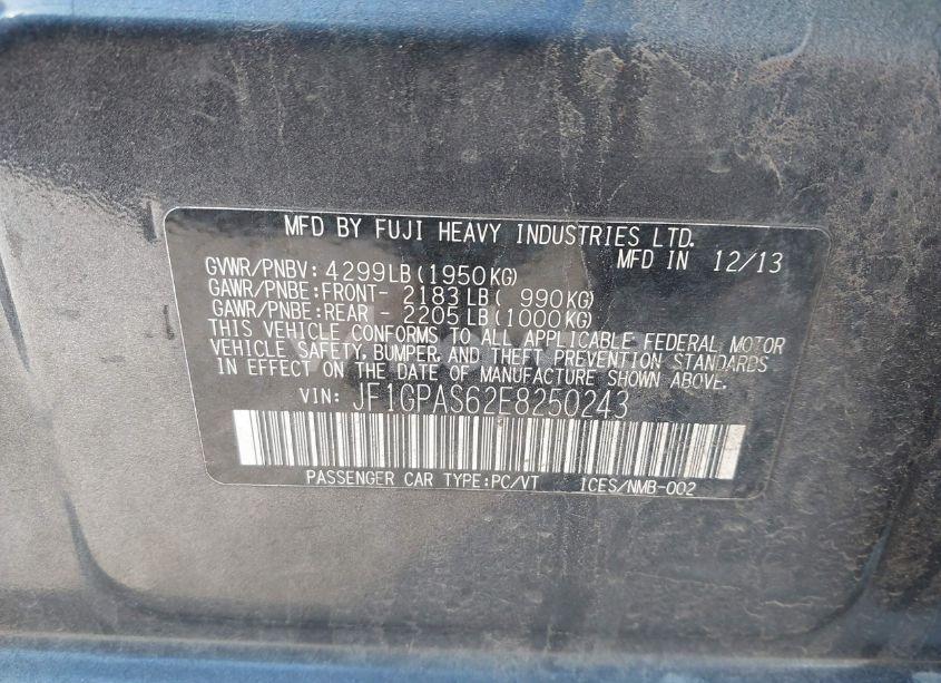 Photo 9 of 2014 Subaru Impreza 2.0I SPORT LIMITED (VIN JF1GPAS62E8250243)