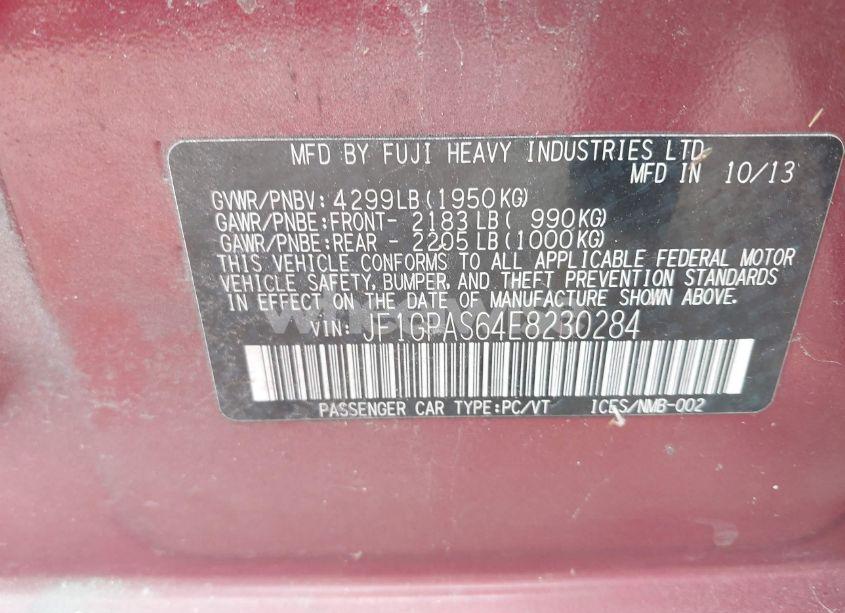 Photo 9 of 2014 Subaru Impreza 2.0I SPORT LIMITED (VIN JF1GPAS64E8230284)