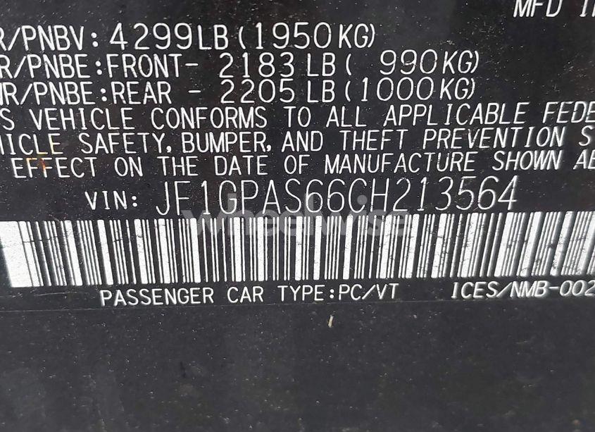 Photo 9 of 2012 Subaru Impreza 2.0I SPORT LIMITED (VIN JF1GPAS66CH213564)