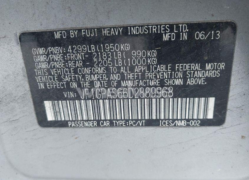 Photo 9 of 2013 Subaru Impreza 2.0I SPORT LIMITED (VIN JF1GPAS66D2889968)