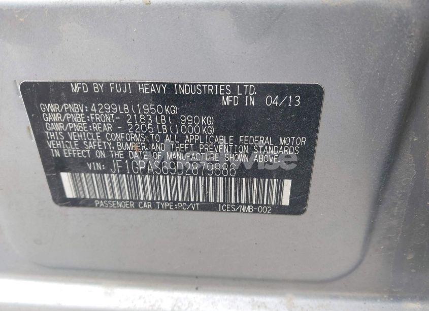 Photo 9 of 2013 Subaru Impreza 2.0I SPORT LIMITED (VIN JF1GPAS69D2879886)