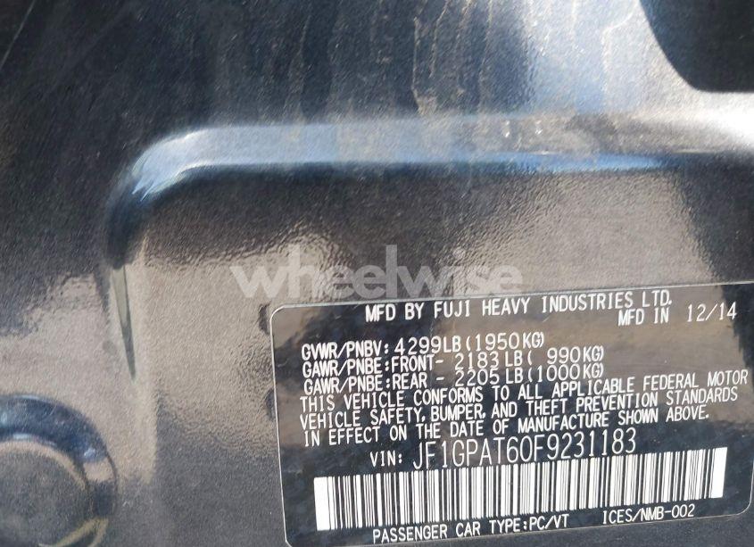 Photo 9 of 2015 Subaru Impreza 2.0I SPORT PREMIUM (VIN JF1GPAT60F9231183)