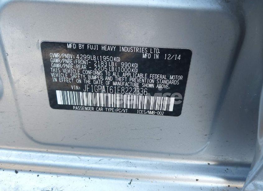Photo 9 of 2015 Subaru Impreza 2.0I SPORT PREMIUM (VIN JF1GPAT61F8222336)