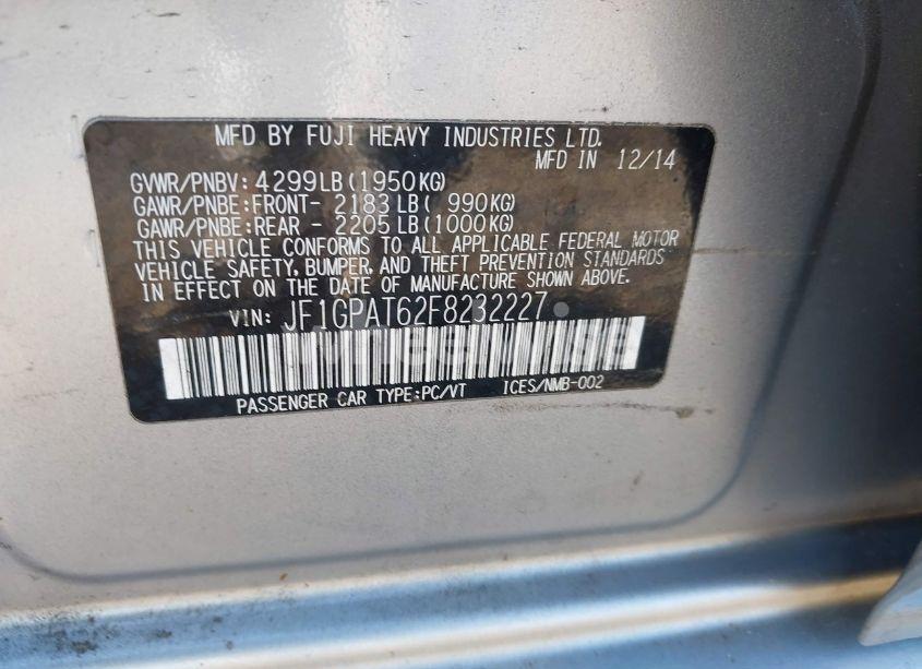 Photo 9 of 2015 Subaru Impreza 2.0I SPORT PREMIUM (VIN JF1GPAT62F8232227)