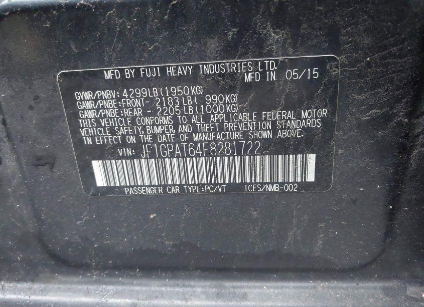 Photo 9 of 2015 Subaru Impreza 2.0I SPORT PREMIUM (VIN JF1GPAT64F8281722)