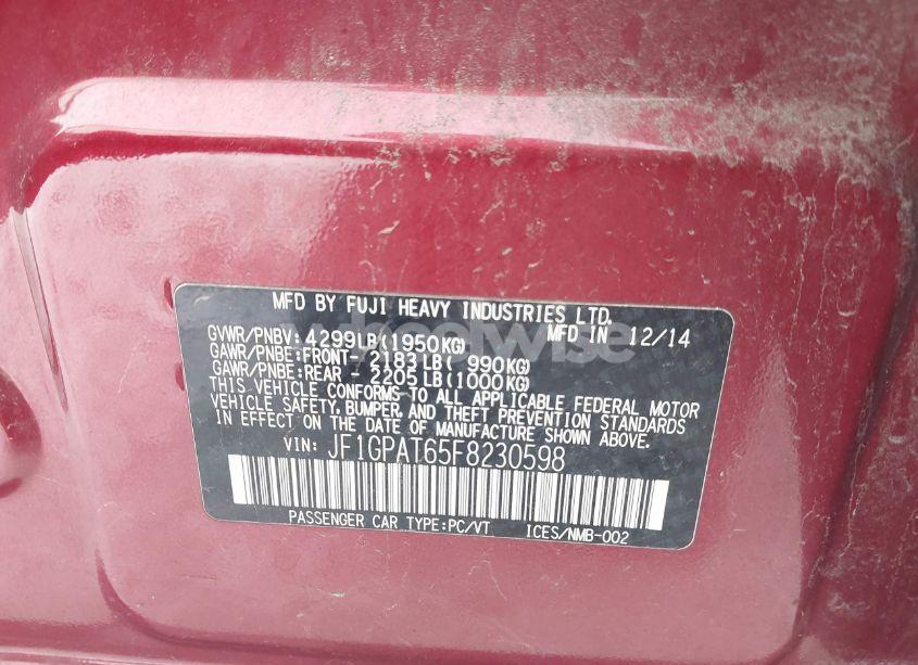 Photo 9 of 2015 Subaru Impreza 2.0I SPORT PREMIUM (VIN JF1GPAT65F8230598)