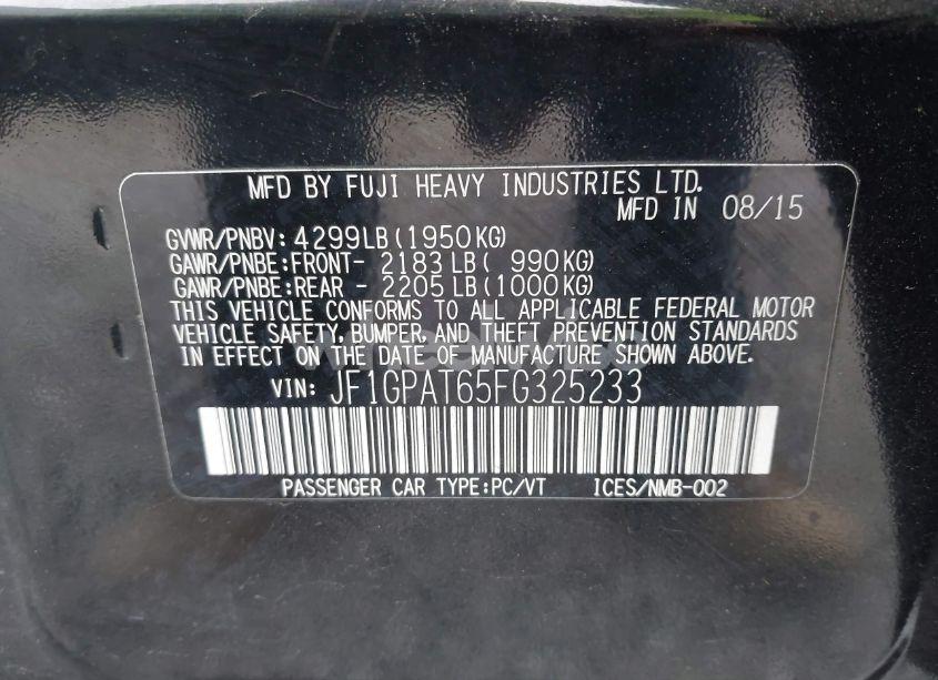 Photo 9 of 2015 Subaru Impreza 2.0I SPORT PREMIUM (VIN JF1GPAT65FG325233)