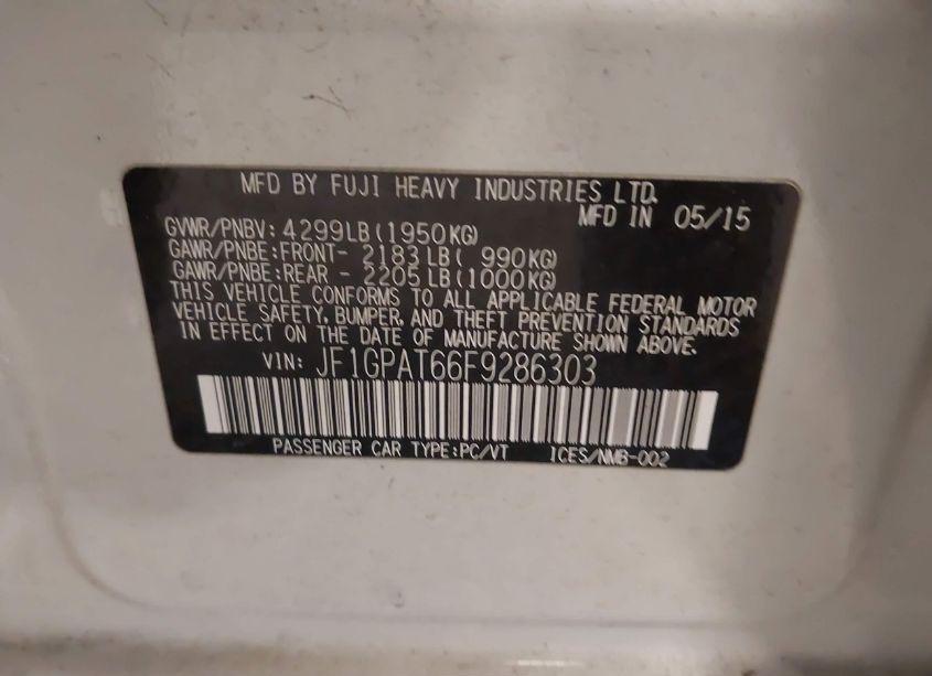 Photo 9 of 2015 Subaru Impreza 2.0I SPORT PREMIUM (VIN JF1GPAT66F9286303)