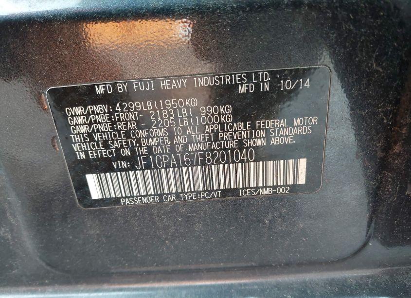 Photo 9 of 2015 Subaru Impreza 2.0I SPORT PREMIUM (VIN JF1GPAT67F8201040)