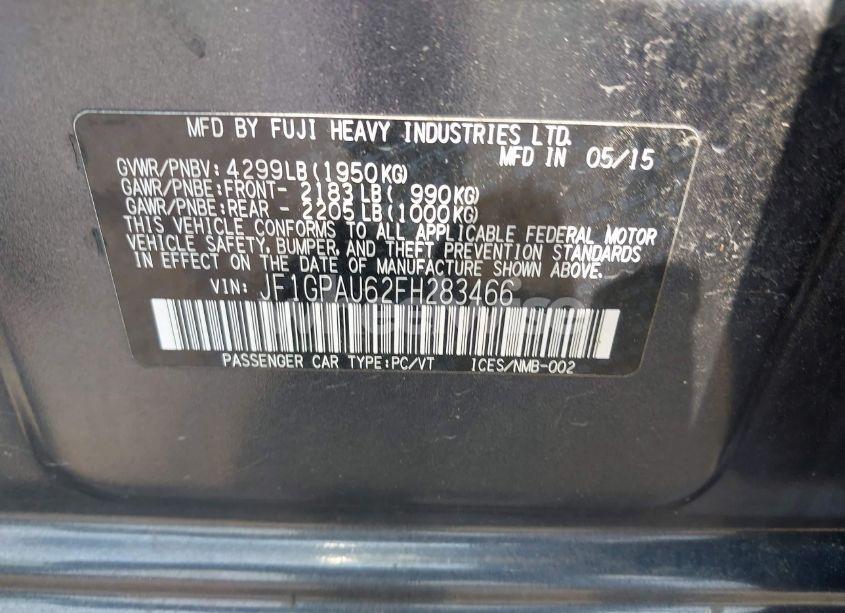 Photo 9 of 2015 Subaru Impreza 2.0I SPORT PREMIUM (VIN JF1GPAU62FH283466)