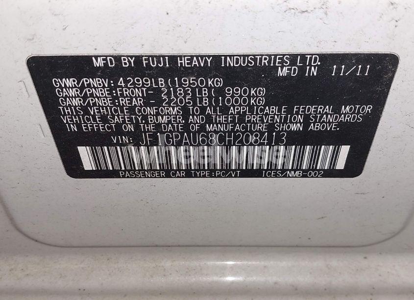 Photo 9 of 2012 Subaru Impreza 2.0I SPORT LIMITED (VIN JF1GPAU68CH208413)