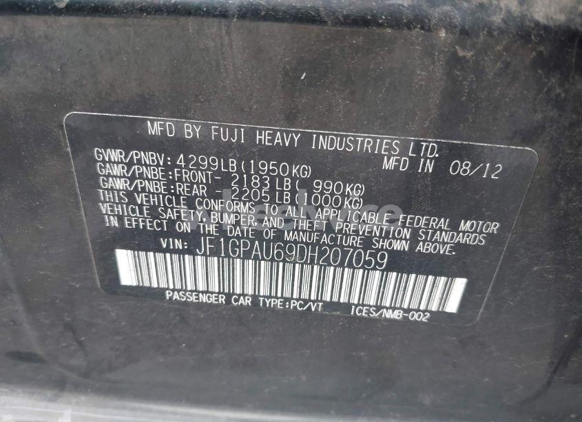 Photo 9 of 2013 Subaru Impreza 2.0I SPORT LIMITED (VIN JF1GPAU69DH207059)