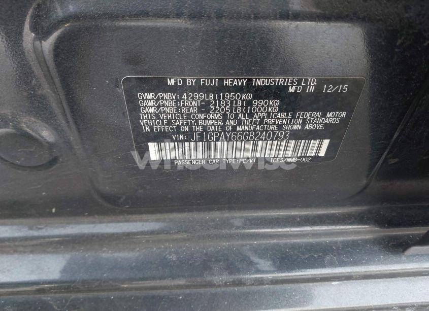 Photo 9 of 2016 Subaru Impreza 2.0I SPORT LIMITED (VIN JF1GPAY66G8240793)