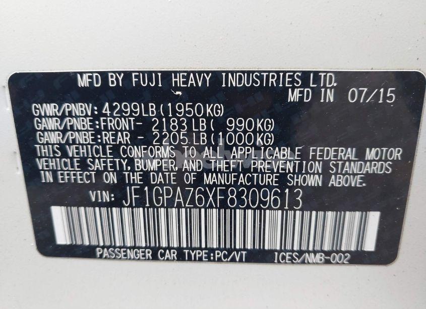 Photo 9 of 2015 Subaru Impreza 2.0I SPORT LIMITED (VIN JF1GPAZ6XF8309613)