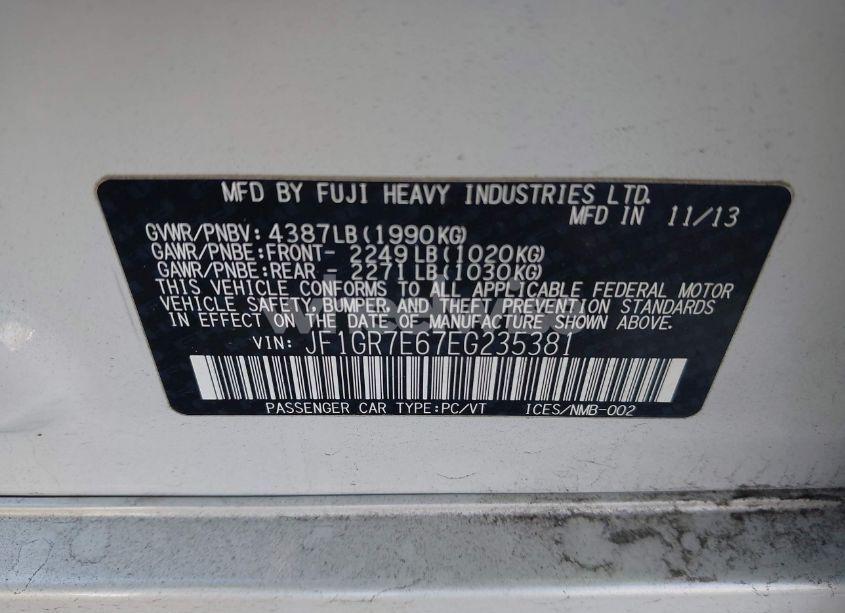 Photo 9 of 2014 Subaru Impreza WRX LIMITED (VIN JF1GR7E67EG235381)