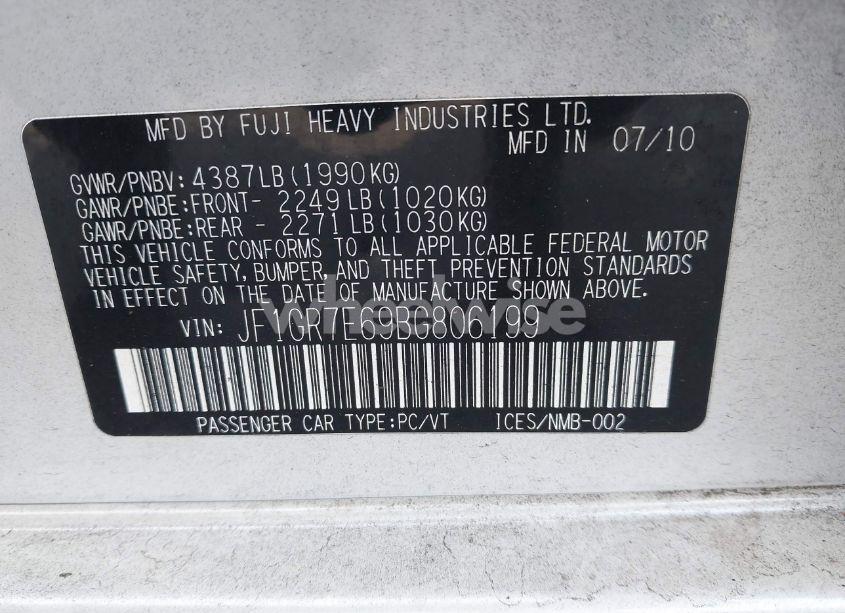 Photo 9 of 2011 Subaru Impreza WRX PREMIUM (VIN JF1GR7E69BG806199)